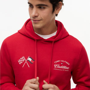 Cadillac F1 Racing Varsity Graphic Hoodie - Red/White - image 6